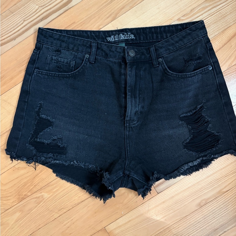 Wild Fable size 10 black denim distressed shorts